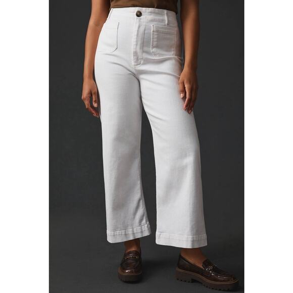 Anthropologie Pants - Anthropologie Colette Crop Wide Leg Jeans White